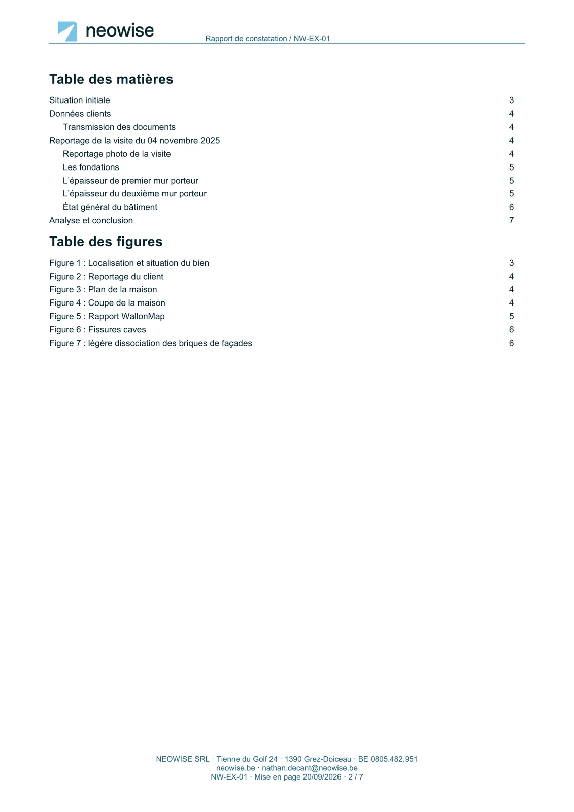 Rapport de constatation — ouvertures, page 2. Le texte est disponible dans le PDF.