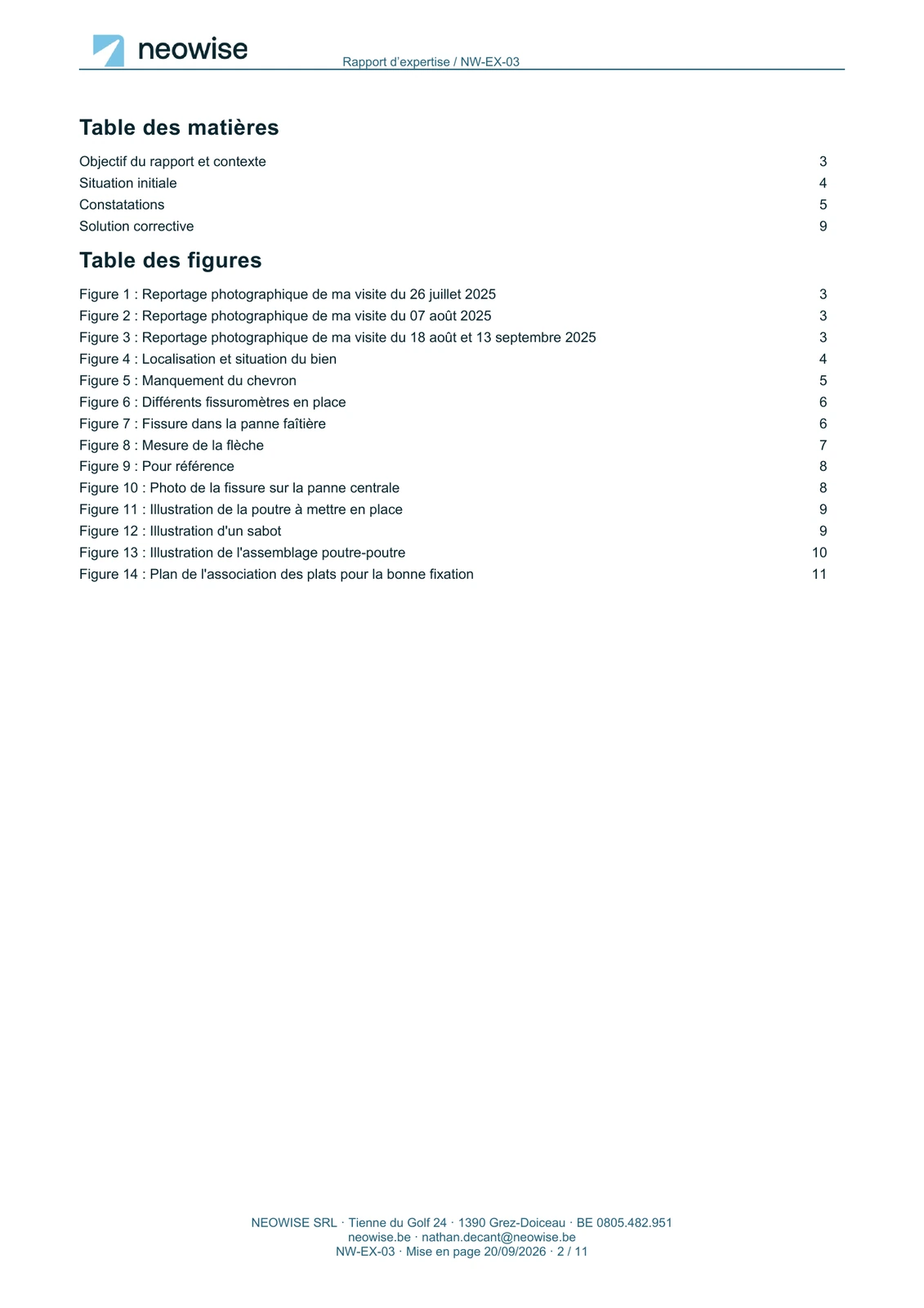 Rapport d’expertise — charpente, page 2. Le texte est disponible dans le PDF.