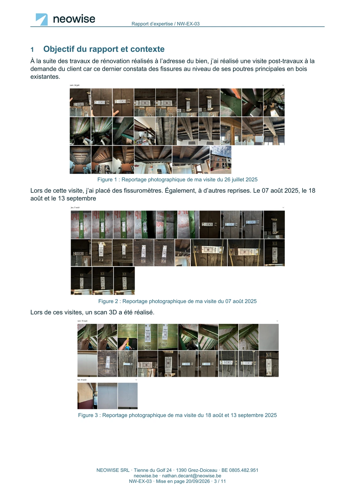 Rapport d’expertise — charpente, page 3. Le texte est disponible dans le PDF.