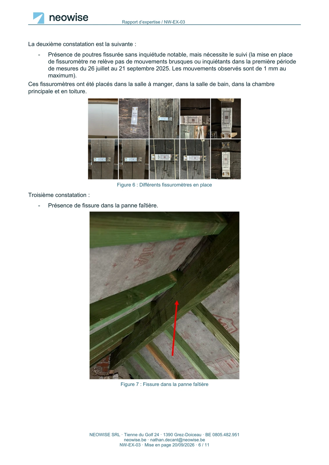 Rapport d’expertise — charpente, page 6. Le texte est disponible dans le PDF.