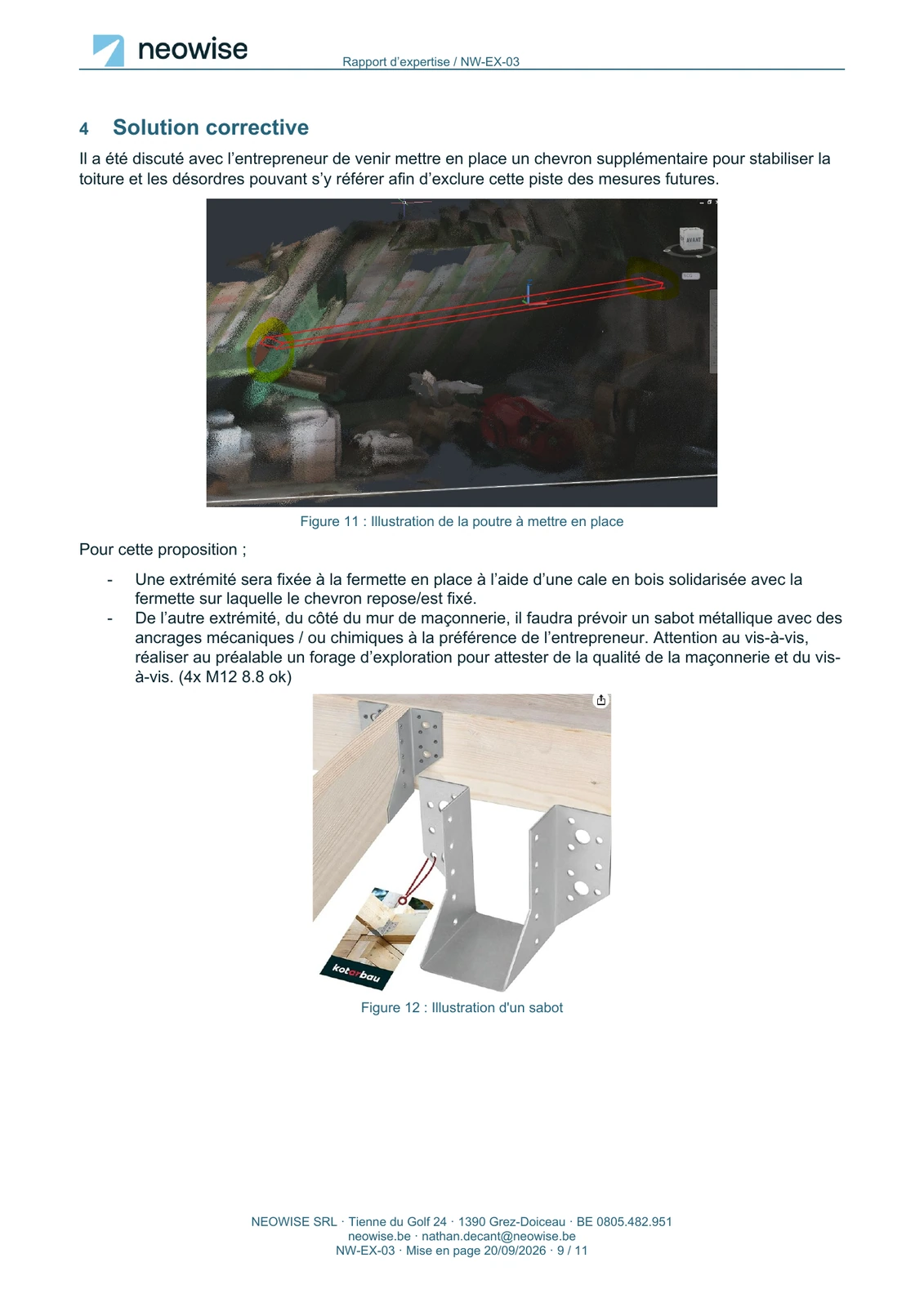 Rapport d’expertise — charpente, page 9. Le texte est disponible dans le PDF.