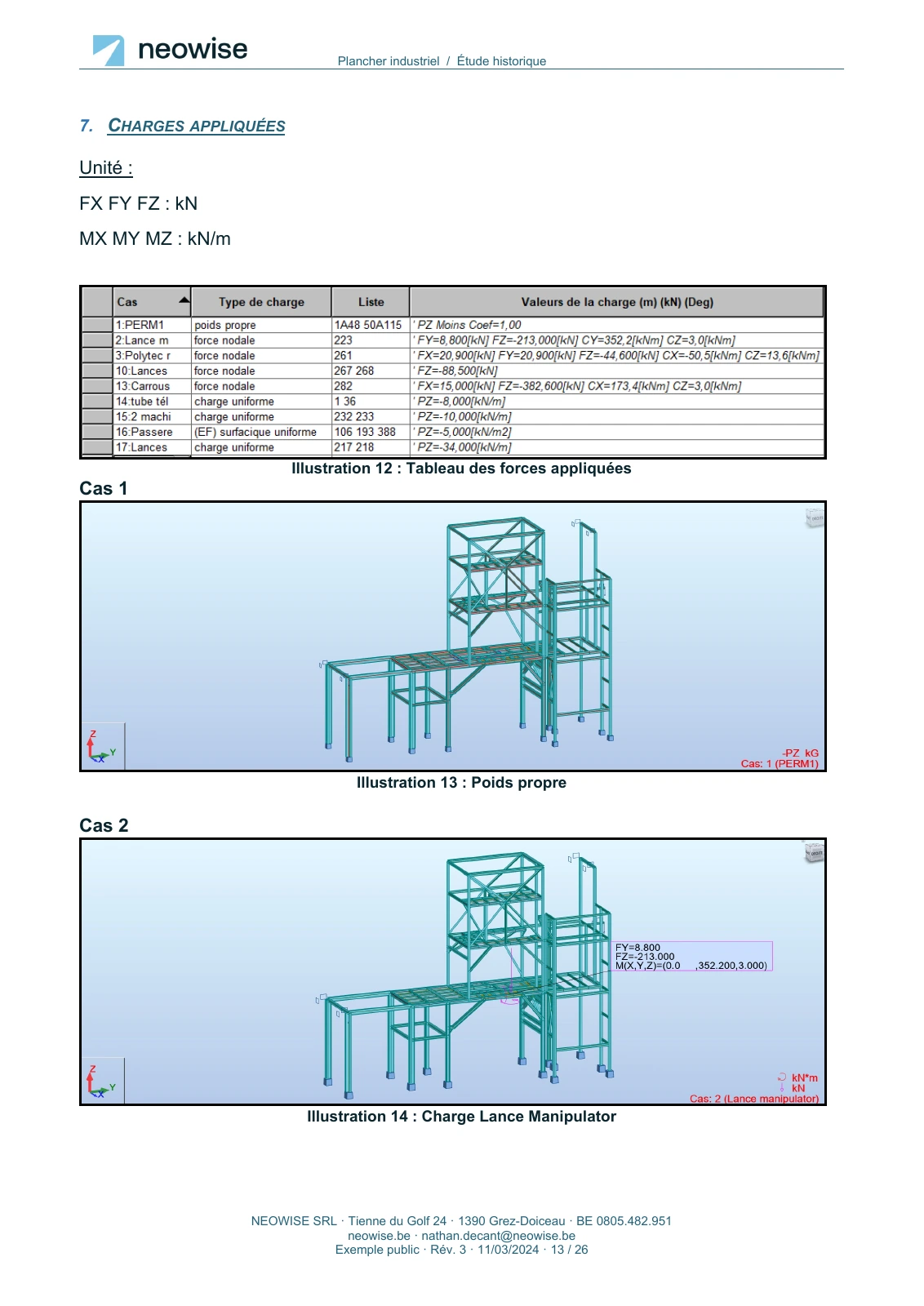 Note de calcul — renforcement de plancher, page 13. Le texte est disponible dans le PDF.