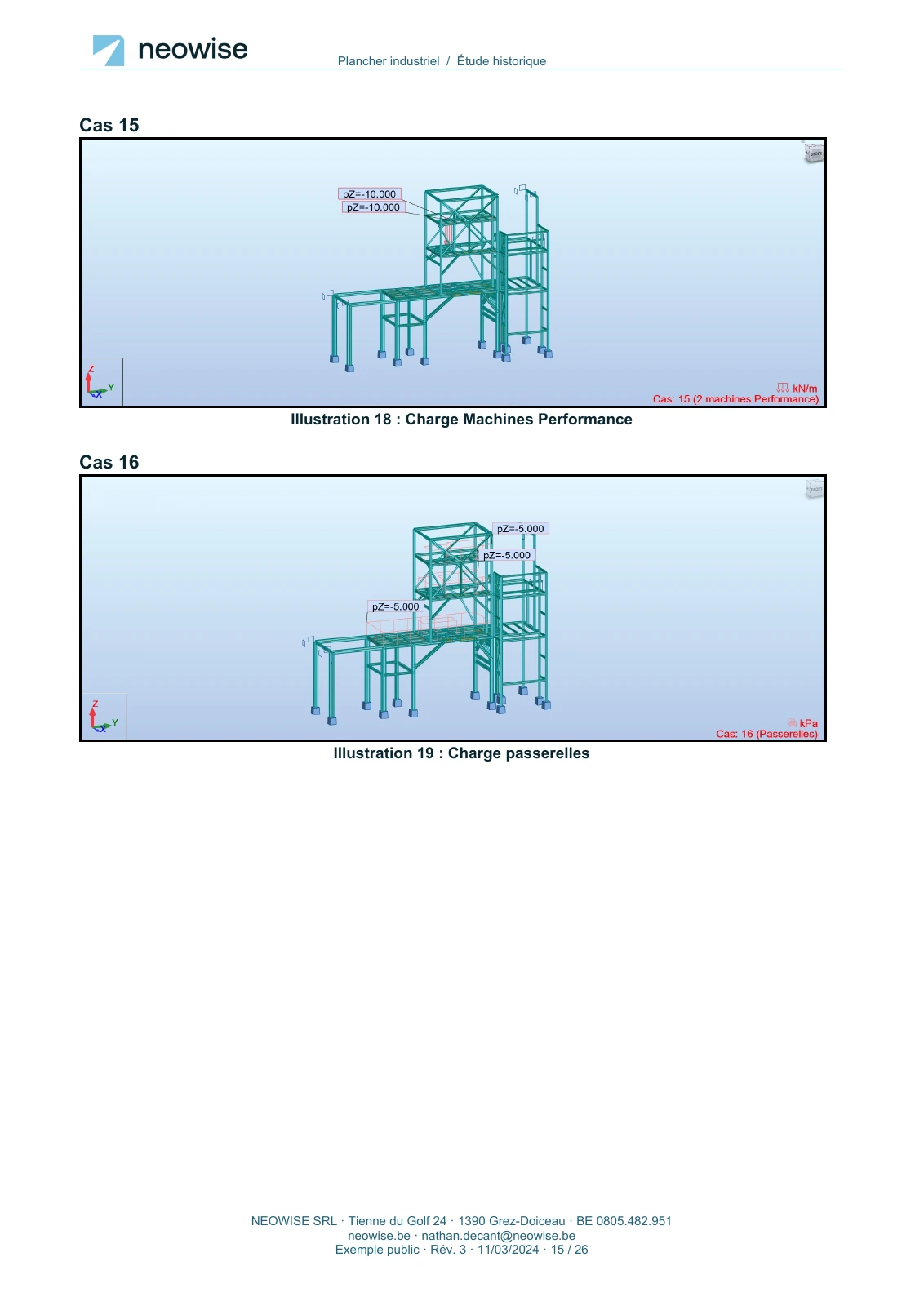 Note de calcul — renforcement de plancher, page 15. Le texte est disponible dans le PDF.