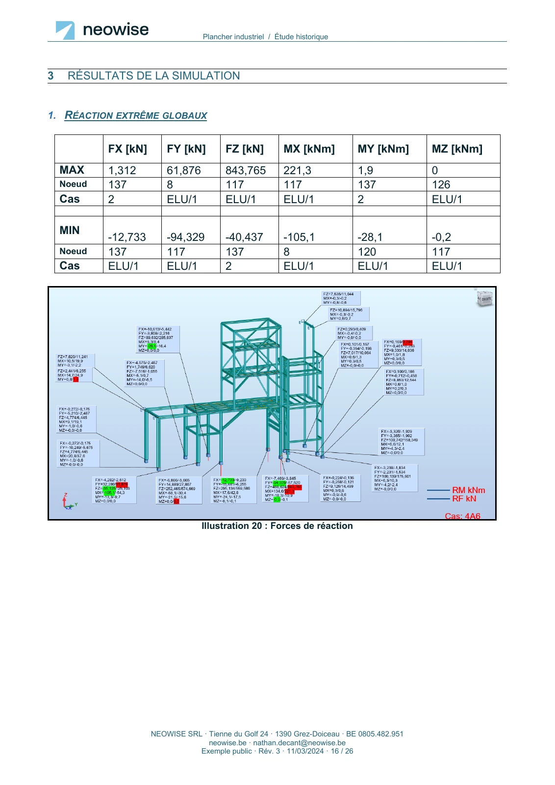 Note de calcul — renforcement de plancher, page 16. Le texte est disponible dans le PDF.