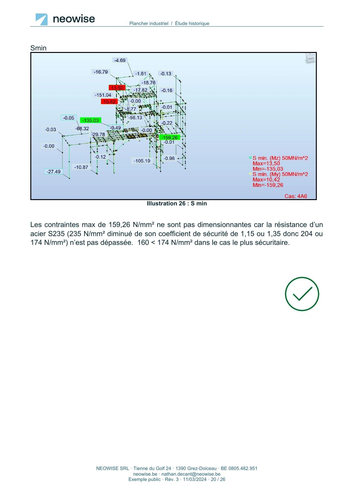 Note de calcul — renforcement de plancher, page 20. Le texte est disponible dans le PDF.