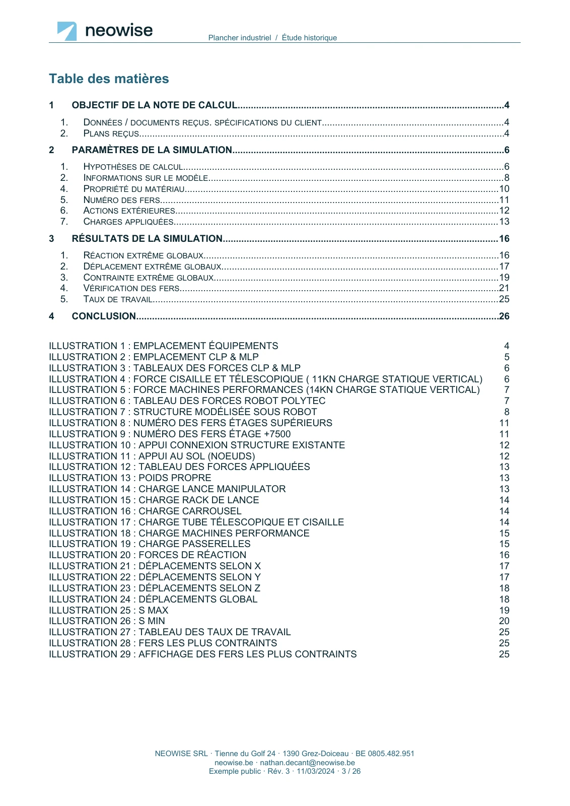 Note de calcul — renforcement de plancher, page 3. Le texte est disponible dans le PDF.