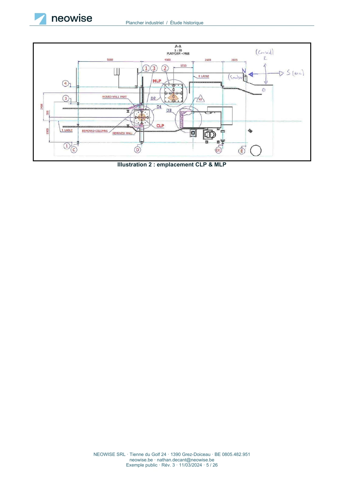 Note de calcul — renforcement de plancher, page 5. Le texte est disponible dans le PDF.